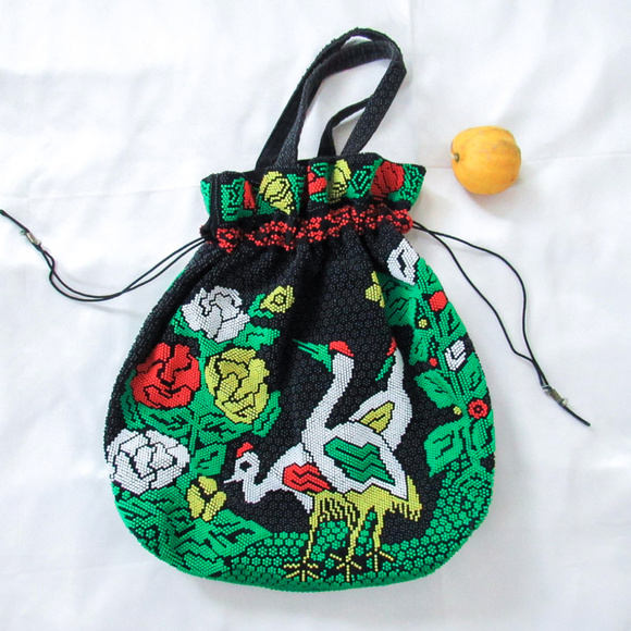 Vintage Handbags - VINTAGE Chic Summer Floral Beaded Bag Boho Purse